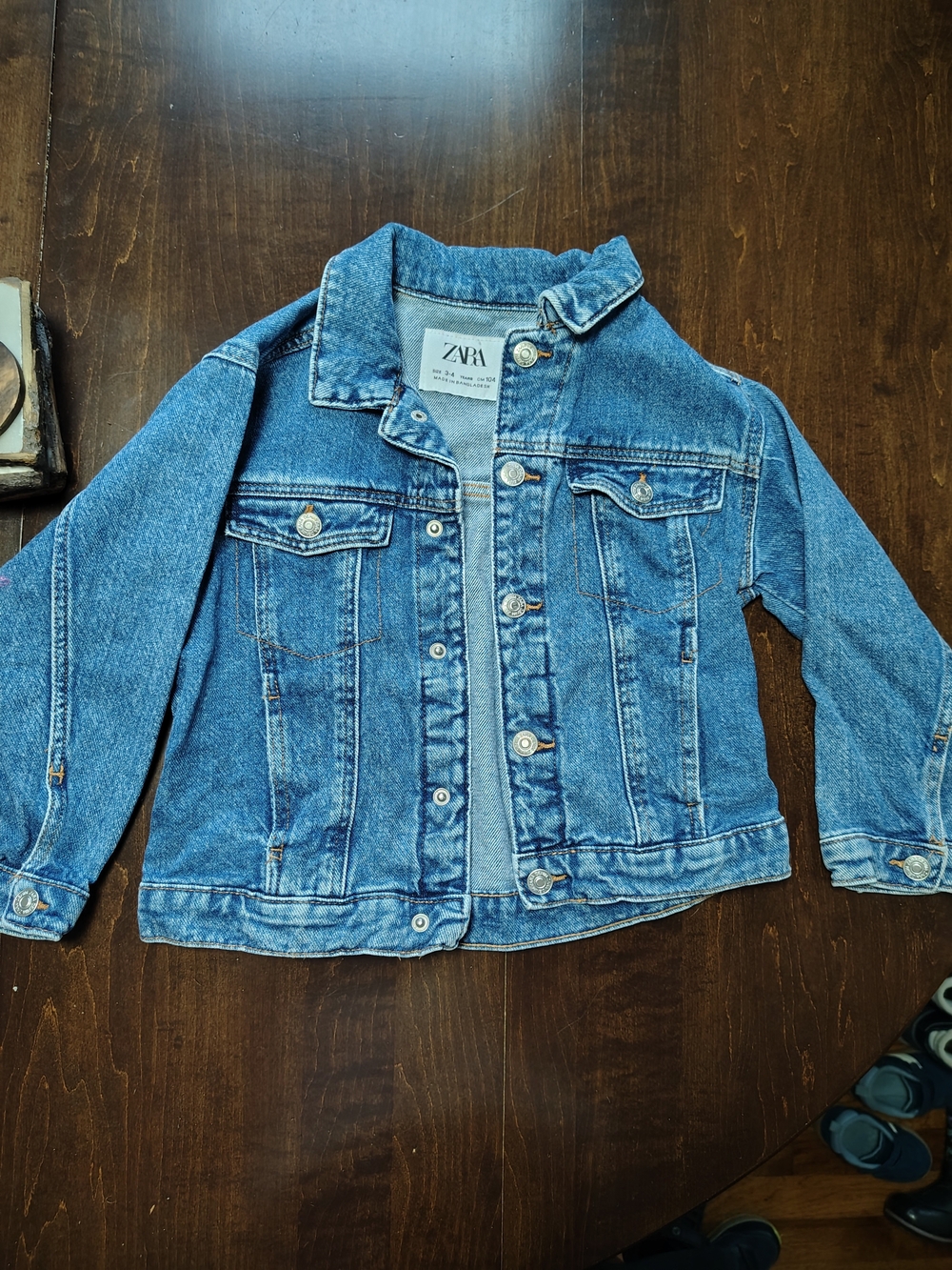 Zara Kids Classic Blue Denim Jacket with Button Front